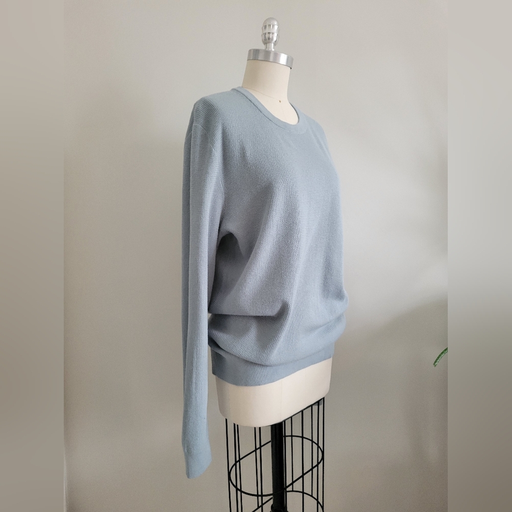 NEW RW&CO long sleeve textured knit crew neck shirt in soft blue mint colour